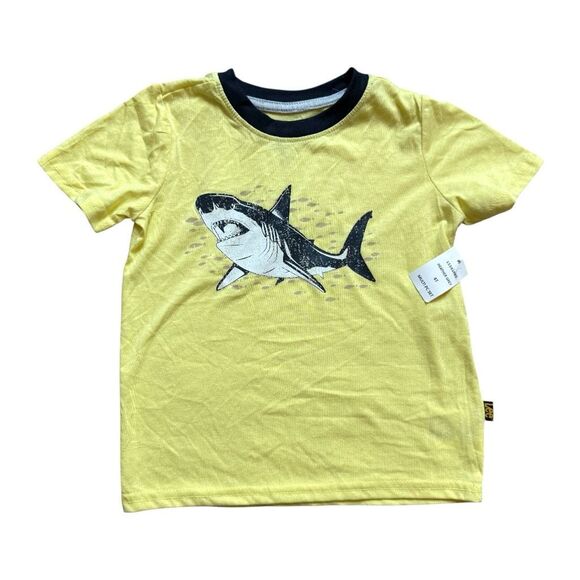 NWT Youth Boys Lee Jeans Shark Print Graphic Ringer Tee Shirt - Sz 4 - Picture 1 of 1